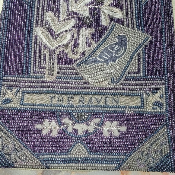 Hopeless Romantic Edgar Allen Poe The Raven Beaded Book Shaped Purse - Picture 3 of 10